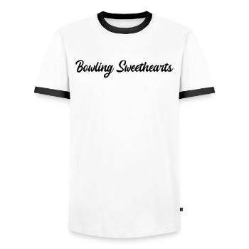 Bowling - Bowling Sweethearts - Männer Kontrast-T-Shirt - Weiß/Schwarz - Vorne - AI Model Female 172 light (172cm) & AI Model Male 178 dark (178cm)