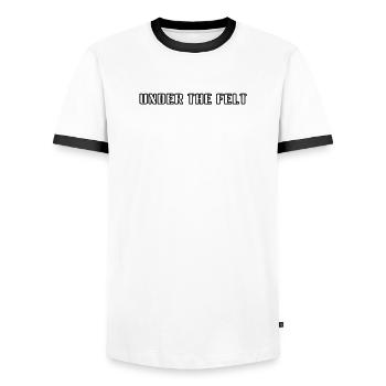 Billiards - Under the Felt - Men's Ringer Shirt - white/black - Front - AI Model Female 172 light (172cm) & AI Model Male 178 dark (178cm)