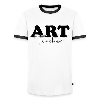 Art Teacher Funny Art School Artist Teacher - Men's Ringer Shirt - white/black - Front - AI Model Female 172 light (172cm) & AI Model Male 178 dark (178cm)