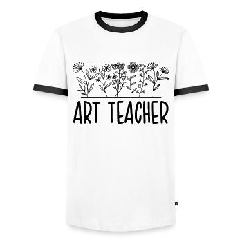 Kunstlehrer Lustige Lehreranerkennung Wildblume - Männer Kontrast-T-Shirt - Weiß/Schwarz - Vorne - AI Model Female 172 light (172cm) & AI Model Male 178 dark (178cm)