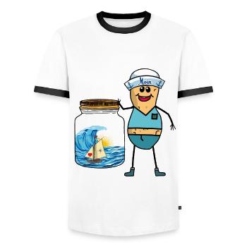 cacahuètes marins marins bateau navire marins - T-shirt contrasté Homme - blanc/noir - Devant - AI Model Female 172 light (172cm) & AI Model Male 178 dark (178cm)