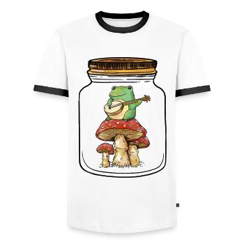 Frog, Frogs, Amphibian, Nature, Autumn, Mushrooms - Men's Ringer Shirt - white/black - Front - AI Model Female 172 light (172cm) & AI Model Male 178 dark (178cm)