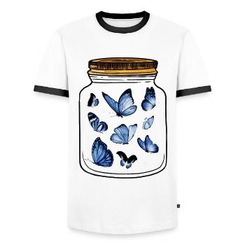 Butterflies Insects Zoology Insect - Men's Ringer Shirt - white/black - Front - AI Model Female 172 light (172cm) & AI Model Male 178 dark (178cm)