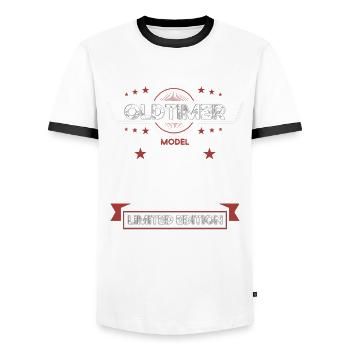 40th Birthday Man Vintage May Vintage 1984 - Men's Ringer Shirt - white/black - Front - AI Model Female 172 light (172cm) & AI Model Male 178 dark (178cm)