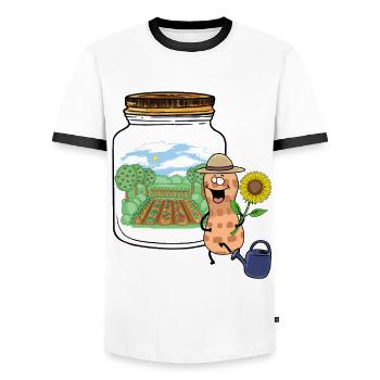 Erdnuss Erdnüsse Garten Traum Sonnenblume - Männer Kontrast-T-Shirt - Weiß/Schwarz - Vorne - AI Model Female 172 light (172cm) & AI Model Male 178 dark (178cm)
