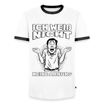 Lustiger Spruch Humor Ich Weiß Nicht Keine Ahnung - Männer Kontrast-T-Shirt - Weiß/Schwarz - Vorne - AI Model Female 172 light (172cm) & AI Model Male 178 dark (178cm)