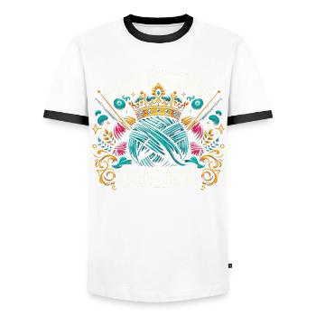 Crocheter Crochet Crocheting Queen Lady Girl - Männer Kontrast-T-Shirt - Weiß/Schwarz - Vorne - AI Model Female 172 light (172cm) & AI Model Male 178 dark (178cm)