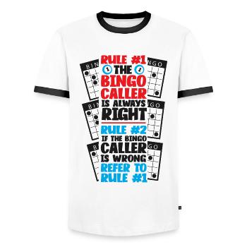 Règle du joueur de bingo #1 Le bingo - T-shirt contrasté Homme - blanc/noir - Devant - AI Model Female 172 light (172cm) & AI Model Male 178 dark (178cm)