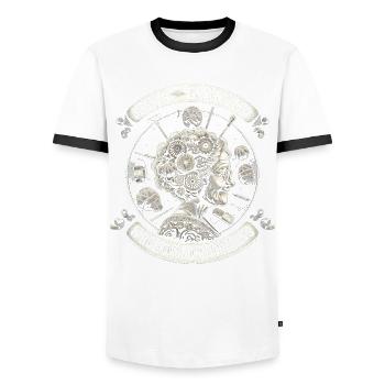 Crochet Crochet Fil Tricot Vêtements - T-shirt contrasté Homme - blanc/noir - Devant - AI Model Female 172 light (172cm) & AI Model Male 178 dark (178cm)