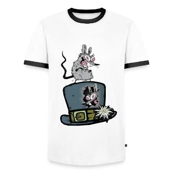 Funny Animals, Rats, Rat, Rodents, Mouse, Mice - Men's Ringer Shirt - white/black - Front - AI Model Female 172 light (172cm) & AI Model Male 178 dark (178cm)