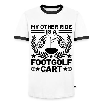 Footgolf Player Foot Golf Playing Footgolfers Foot - Men's Ringer Shirt - white/black - Front - AI Model Female 172 light (172cm) & AI Model Male 178 dark (178cm)