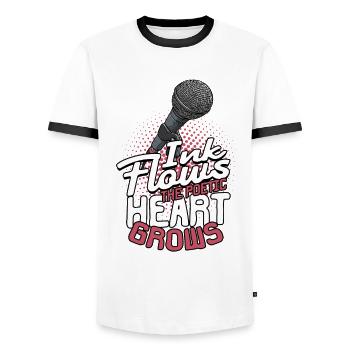 Poésie Slam L’encre coule, le cœur poétique grandit - T-shirt contrasté Homme - blanc/noir - Devant - AI Model Female 172 light (172cm) & AI Model Male 178 dark (178cm)