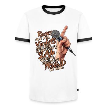 Poetry Slam Dichter Poetryslam - T-shirt contrasté Homme - blanc/noir - Devant - AI Model Female 172 light (172cm) & AI Model Male 178 dark (178cm)