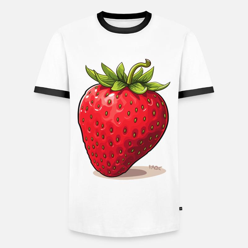 Eine Erdbeere - Männer Kontrast-T-Shirt - Weiß/Schwarz