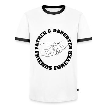 Father & Daughter Friends Forever Black Outline - Men's Ringer Shirt - white/black - Front - AI Model Female 172 light (172cm) & AI Model Male 178 dark (178cm)