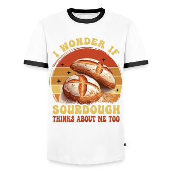 Boulangerie Boulangerie Amateur Passionné de Levain Rétro - T-shirt contrasté Homme - blanc/noir - Devant - AI Model Female 172 light (172cm) & AI Model Male 178 dark (178cm)
