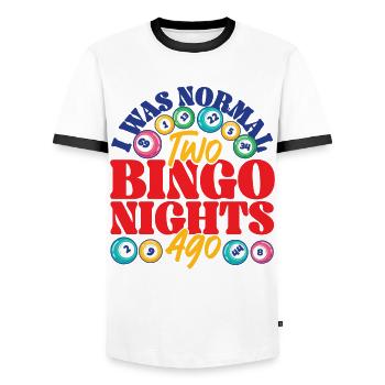 Bingo Player I Was Normal Two - Men's Ringer Shirt - white/black - Front - AI Model Female 172 light (172cm) & AI Model Male 178 dark (178cm)