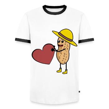 Erdnuss Traummann Mann Kerl Singel Herz - Männer Kontrast-T-Shirt - Weiß/Schwarz - Vorne - AI Model Female 172 light (172cm) & AI Model Male 178 dark (178cm)