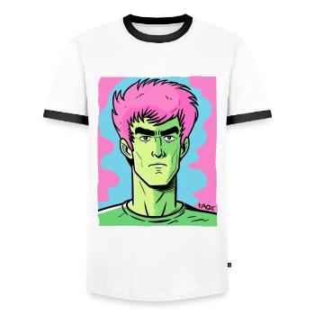 Couleurs vives : Lee le karaté Bruce - T-shirt contrasté Homme - blanc/noir - Devant - AI Model Female 172 light (172cm) & AI Model Male 178 dark (178cm)