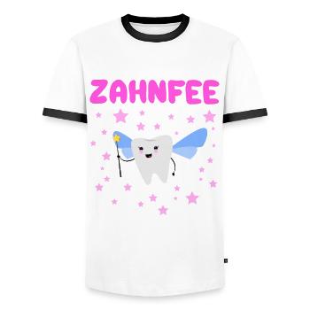 Fée des dents Dentiste Assistant dentaire Dents - T-shirt contrasté Homme - blanc/noir - Devant - AI Model Female 172 light (172cm) & AI Model Male 178 dark (178cm)