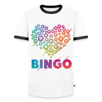 Bingo Player Heart Bingo - Men's Ringer Shirt - white/black - Front - AI Model Female 172 light (172cm) & AI Model Male 178 dark (178cm)