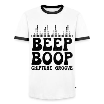 Chiptune Music Lover Groove zu den Bleeps und Bloo - Männer Kontrast-T-Shirt - Weiß/Schwarz - Vorne - AI Model Female 172 light (172cm) & AI Model Male 178 dark (178cm)