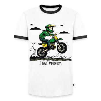 I love motocross - Men's Ringer Shirt - white/black - Front - AI Model Female 172 light (172cm) & AI Model Male 178 dark (178cm)