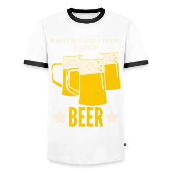 Beer Remains Beer - Men's Ringer Shirt - white/black - Front - AI Model Female 172 light (172cm) & AI Model Male 178 dark (178cm)