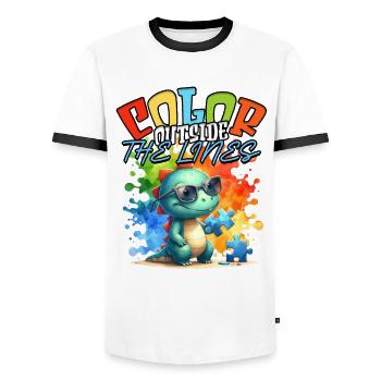 Autistic Autistic Autism Color outside the lines - Men's Ringer Shirt - white/black - Front - AI Model Female 172 light (172cm) & AI Model Male 178 dark (178cm)