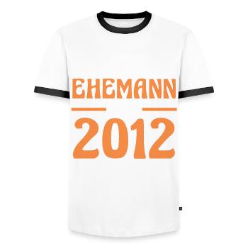 Valentinstag Bester Ehemann Seit 2012 - Männer Kontrast-T-Shirt - Weiß/Schwarz - Vorne - AI Model Female 172 light (172cm) & AI Model Male 178 dark (178cm)