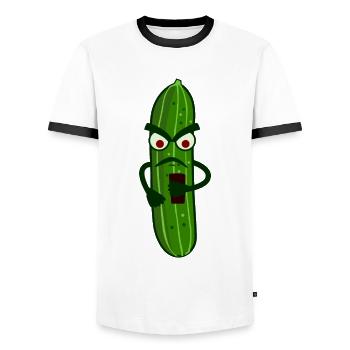 Smartphone Cellphone Mobile Phone - Men's Ringer Shirt - white/black - Front - AI Model Female 172 light (172cm) & AI Model Male 178 dark (178cm)