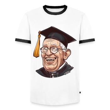 Alter Knacker Opa: Bildung Abschlussfeier Hut - Männer Kontrast-T-Shirt - Weiß/Schwarz - Vorne - AI Model Female 172 light (172cm) & AI Model Male 178 dark (178cm)