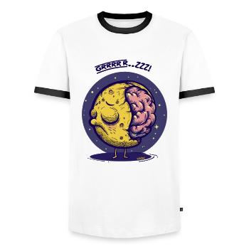 The Sleeping Great Brain of the Moon - Men's Ringer Shirt - white/black - Front - AI Model Female 172 light (172cm) & AI Model Male 178 dark (178cm)