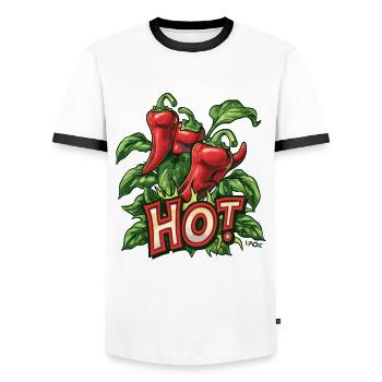 Hot Pepper Chili Plant - Men's Ringer Shirt - white/black - Front - AI Model Female 172 light (172cm) & AI Model Male 178 dark (178cm)