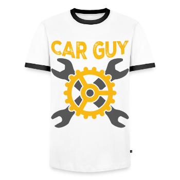 Car Guy Engine Mechanic Combustion - Men's Ringer Shirt - white/black - Front - AI Model Female 172 light (172cm) & AI Model Male 178 dark (178cm)