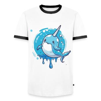 Funny Cute Unicorn Narwhal - Men's Ringer Shirt - white/black - Front - AI Model Female 172 light (172cm) & AI Model Male 178 dark (178cm)