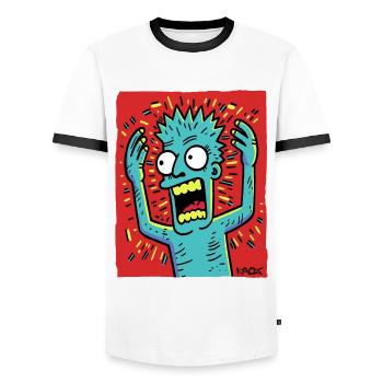 Love It, Let It And Scream: A Pop Art Cartoon - Men's Ringer Shirt - white/black - Front - AI Model Female 172 light (172cm) & AI Model Male 178 dark (178cm)