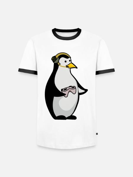 Gaming Penguin Gamer Penguins - Männer Kontrast-T-Shirt - Weiß/Schwarz