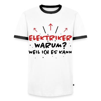 Elektriker Spruch Job Lustiges Elektriker Geschenk - Männer Kontrast-T-Shirt - Weiß/Schwarz - Vorne - AI Model Female 172 light (172cm) & AI Model Male 178 dark (178cm)