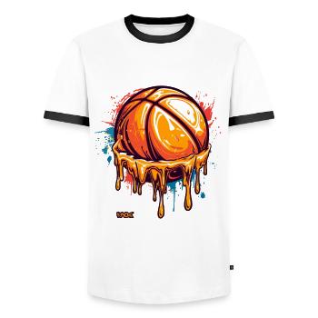 Spritziger Basketball - Männer Kontrast-T-Shirt - Weiß/Schwarz - Vorne - AI Model Female 172 light (172cm) & AI Model Male 178 dark (178cm)
