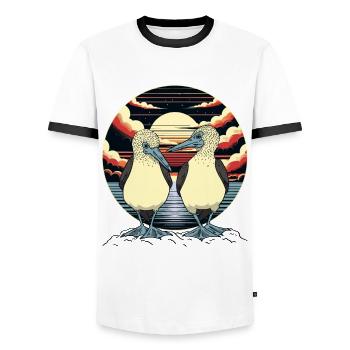Blaufußtölpel Pärchen - Männer Kontrast-T-Shirt - Weiß/Schwarz - Vorne - AI Model Female 172 light (172cm) & AI Model Male 178 dark (178cm)