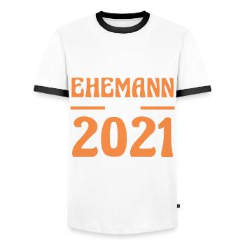 Valentinstag Bester Ehemann Seit 2021 - Männer Kontrast-T-Shirt - Weiß/Schwarz - Vorne - AI Model Female 172 light (172cm) & AI Model Male 178 dark (178cm)