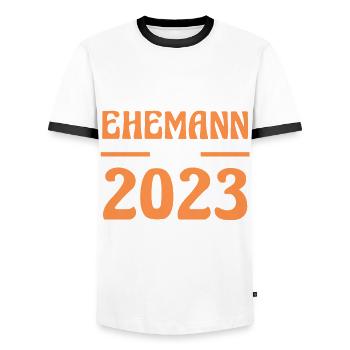 Meilleur mari de la Saint-Valentin depuis 2023 - T-shirt contrasté Homme - blanc/noir - Devant - AI Model Female 172 light (172cm) & AI Model Male 178 dark (178cm)