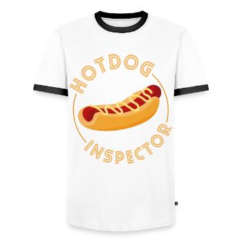 Hot Dog Adult Hot Dog Inspector - Männer Kontrast-T-Shirt - Weiß/Schwarz - Vorne - AI Model Female 172 light (172cm) & AI Model Male 178 dark (178cm)
