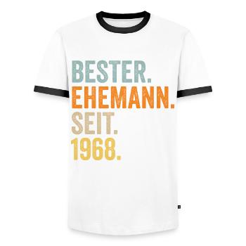 Meilleur mari de la Saint-Valentin depuis 1968 - T-shirt contrasté Homme - blanc/noir - Devant - AI Model Female 172 light (172cm) & AI Model Male 178 dark (178cm)