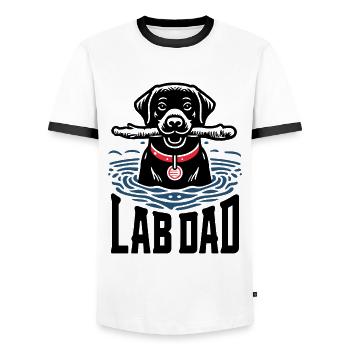 Labrador Retriever Dog LAB DAD Black Labrador - Men's Ringer Shirt - white/black - Front - AI Model Female 172 light (172cm) & AI Model Male 178 dark (178cm)