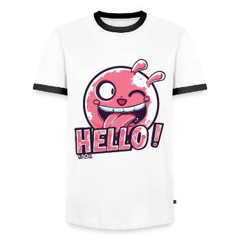 Naughty little monster, hello - Men's Ringer Shirt - white/black - Front - AI Model Female 172 light (172cm) & AI Model Male 178 dark (178cm)