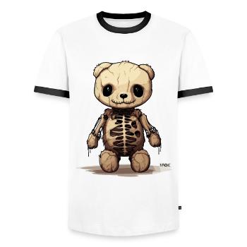 Mignon et drôle, Squelette Ours Jouet - T-shirt contrasté Homme - blanc/noir - Devant - AI Model Female 172 light (172cm) & AI Model Male 178 dark (178cm)