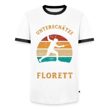 Unterschätze niemals einen alten Mann mit Florett - Männer Kontrast-T-Shirt - Weiß/Schwarz - Vorne - AI Model Female 172 light (172cm) & AI Model Male 178 dark (178cm)