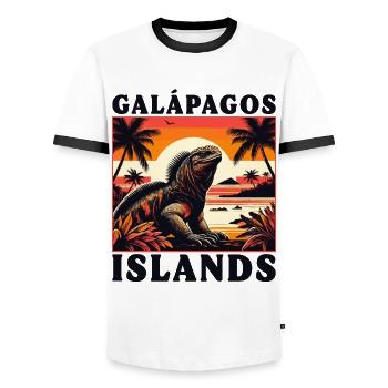 Marine Iguana Galápagos Islands - Men's Ringer Shirt - white/black - Front - AI Model Female 172 light (172cm) & AI Model Male 178 dark (178cm)